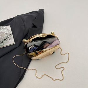 Pochette de soirée vintage en acrylique incrustée de pierres précieuses pour femme, sac à bandoulière rigide métallique pour mariage et fête - Product Image 5