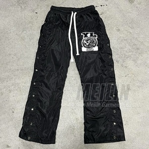 Custom logo Polyester <b>Nylon</b> <b>Pants</b> Flared Sweatpants Side Release Buckle Elastic Waistband <b>Nylon</b> <b>Track</b> <b>Pants</b> Men - Product Image 1