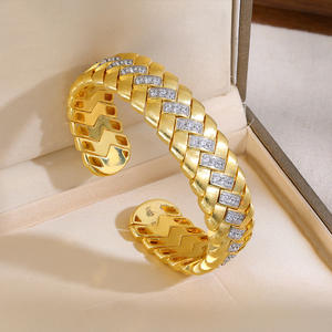 Pulsera de Lujo de Plata S925 al por Mayor, Brazalete Abierto Vintage con Diamantes Incrustados y Textura Cepillada Italiana para Mujer - Product Image 2