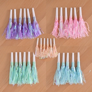 Iridescent Tassel Party Blow Horn <b>whistle</b> Noise Maker Colorful Fringe For Birthday Wedding Baby Shower New Year Celebration - Product Image 6