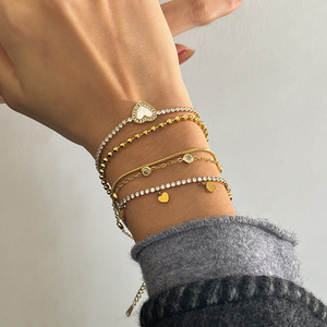 สร้อยข้อมือสแตนเลสเซอร์โคเนียรูปหัวใจ เครื่องประดับผู้หญิงสุดหรู ของขวัญแฟชั่น จี้ดีไซน์เรขาคณิต - Product Image 2