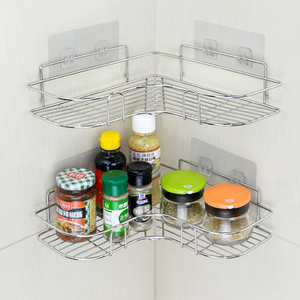 Rustproof không có khoan Wall Mount dầu gội tắm Caddy Kệ góc thép không gỉ phòng tắm giá - Product Image 5