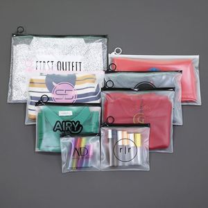 Mini Size Transparent Biodegradable Recycle Plastic Frosted Bags With Zipper <b>PVC</b> for Cosmetic <b>Clothes</b> Hair Packaging Zip Bag - Product Image 5