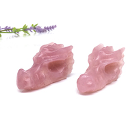 Vente en gros de têtes de dragon en quartz rose sculptées en cristal crânes tête de dragon rose de 2 pouces pour pierres de guérison