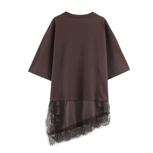 TAOP&ZA 2026 Nouveau T-<span class=keywords><strong>shirt</strong></span> <span class=keywords><strong>Femme</strong></span> <span class=keywords><strong>Col</strong></span> <span class=keywords><strong>Rond</strong></span> Manches Courtes Ourlet Asymétrique Style Européen et Américain Patchwork 4813858 - Product Image 3