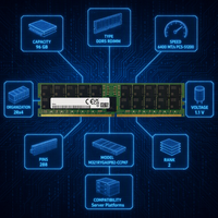 Mémoire serveur 96 Go M321RYGA0PB2 CCPKF DDR5 RDIMM 6400 ECC Registered 2Rx4 288 broches pour centre de données, testée