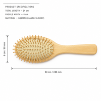 Peigne démêlant à coussin d'air avec manche en bambou naturel et picots en bambou, écologique, antistatique, pour massage du cuir chevelu