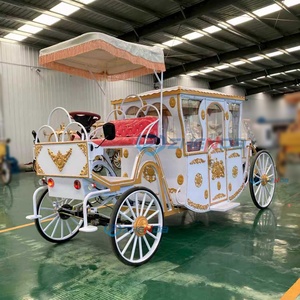 Charrette royale victorienne vintage de tourisme et de luxe, électrique et à chevaux, pour parcs équestres et attractions - Product Image 2