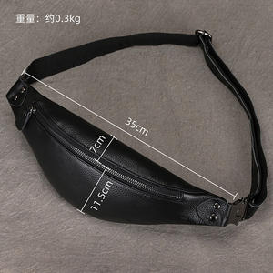 Bolso Bandolera de Cuero Genuino Negro Unisex para Hombre, con Cierre, Impermeable, Estilo Simple, Multifuncional para Exteriores - Product Image 2