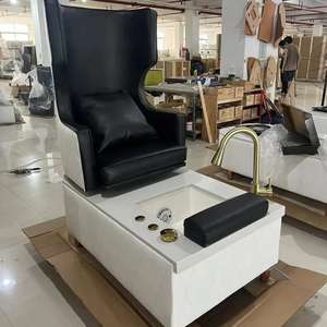 Chaise de massage pour manucure et pédicure de luxe moderne AY, salon de manucure, spa, électrique, plastique, drainage automatique sans tuyau, lampe LED 7 couleurs - Product Image 1