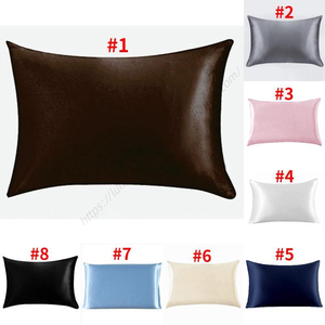 Housse de coussin de chambre à coucher en soie glacée lisse, tailles variées, avec fermeture éclair, vente en gros AAA121 - Product Image 1