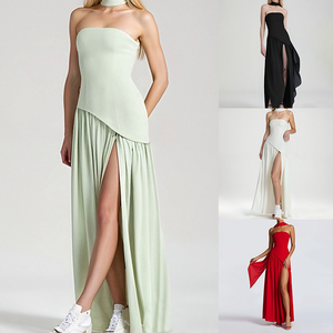Nuovo <span class=keywords><strong>Abito</strong></span> Estivo da Cerimonia Sexy Senza Schienale e Senza Spalline, Vestito <span class=keywords><strong>Lungo</strong></span> Aderente da Sera con <span class=keywords><strong>Spacco</strong></span> Frontale per Donne - Product Image 2