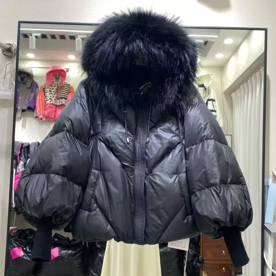 Black+black raccoon fur collar