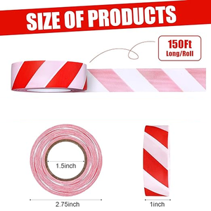 เทปเตือนภัยแบบตรวจจับได้ ขนาด 25 มม. ทำจาก PVC PE Presco สีแดงขาว สำหรับงานสำรวจ - Product Image 2