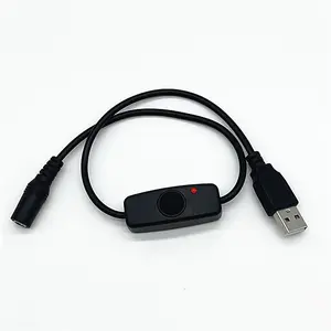 Usb2.0 Naar Dc 5.5*2.1 Vrouwelijke Stekker Met 601 Drukknop Schakelaar Met Led-Indicator Usb Schakelaar Netsnoer