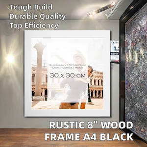 Hiện Đại Mộc mạc 8 \ "gỗ vuông khung ảnh UV die-cắt in ấn A4 kích thước cho trang trí nội thất DIY tường treo màu đen lật khung - Product Image 2