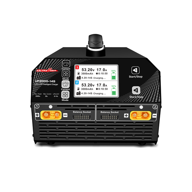 High Power UP2000 14S Smart Balance Charger for LiPo LiHV Agricultural Drone Battery 6S/7S/8S/9S/10S/11S/12S/13S/14S Compatible