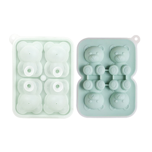 <strong>Customized</strong> <strong>Silicone</strong> Bear Shape <strong>Ice</strong> <strong>Cube</strong> <strong>Tray</strong> with Lids Eco-Friendly Cartoon Round Pattern <strong>Ice</strong> Mold for <strong>Ice</strong> Cream - Product Image 2