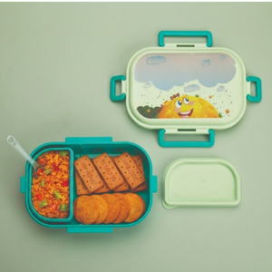3-Compartment Plastic Airtight Leakproof Microwave Safe Food Grade 500mL <b>Lunch</b> <b>Box</b> Tiffin <b>Box</b> for School College Office Easy - Product Image 1