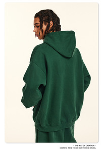 Sudadera con capucha de invierno para hombre, 100% algodón, 450g, tejido grueso, personalizable con estampado, alta calidad, con relieve 3D. - Product Image 3