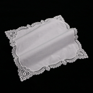 Pañuelos de algodón personalizados con encaje de <span class=keywords><strong>ganchillo</strong></span> en el borde 30cm Pañuelos de mujer Pañuelos textiles para Boda nupcial - Product Image 3