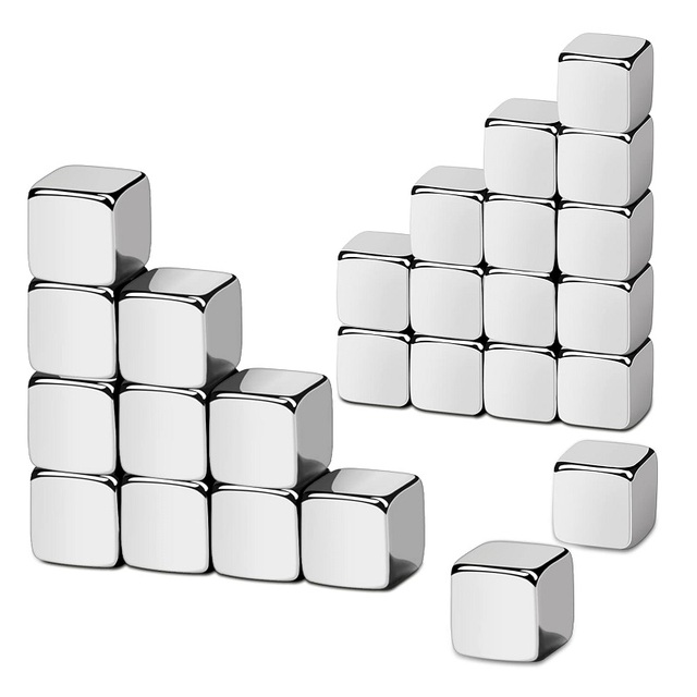 Precision Silver Finished Neodymium Cube Block Magnets with Flat Contact Surfaces