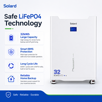 Système de stockage d'énergie pour appareils électroménagers Solard, batterie 51,2 V 628 Ah 32 kWh, empilable, LiFePO4, BMS tout-en-un, garantie 10 ans