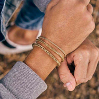 Bracelet chaîne Franco en acier inoxydable plaqué or 18 carats pour homme, avec fermoir extensible et ajustable, accessoires de poignet, vente en gros
