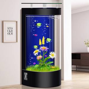 Huishoudelijke <span class=keywords><strong>LED</strong></span>-verlichting glazen halvemaanvormige wandaquarium visbak decoratie milieuvriendelijk ultra stil energiebesparend zelfreinigend - Product Image 3