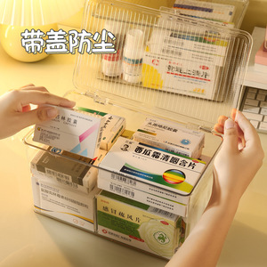 Transparent Medicine <b>Box</b> Family Size <b>Plastic</b> Storage Cabinet With Lid For Household Pill Organization Stackable Design - Product Image 3