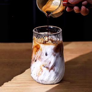 Preço barato Moda Alta Borosilicato Clear Glacier Textura Gelo Durável Bonito Latte Leite Copo Beber Copo De Café Caneca Suco - Product Image 2