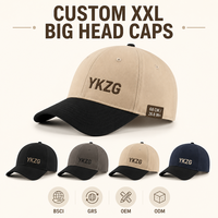 Casquette de baseball YKZG personnalisée avec logo, grande taille XXL, 68 cm, couronne profonde, 100 % coton sergé, style Dad Hat pour hommes, vente en gros