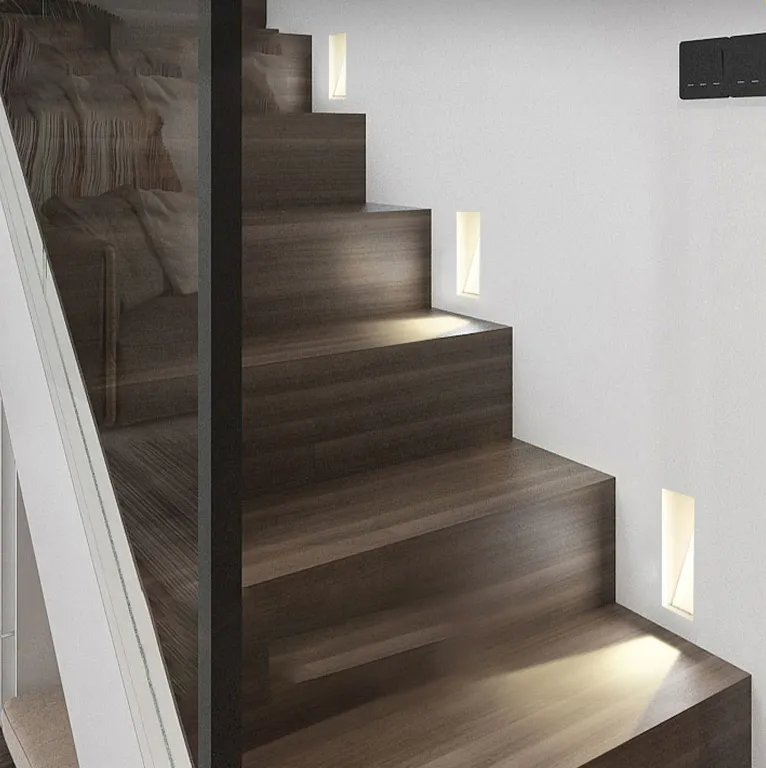 Ac100-265v Indoor Corridor Wall Light Recessed LED Stair Light Motion Sensor Stair Step Light