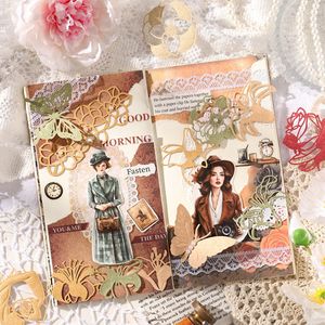 10 pz/pacco di fiori ombra luce che disegna adesivi cavi per manuali materiali in carta retrò <span class=keywords><strong>Collage</strong></span> fai da te adesivi per manuale - Product Image 4