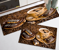Tapis de sol géométrique en velours cristal à poils ras de 6-7 mm d'épaisseur, tapis de cuisine moderne antidérapant