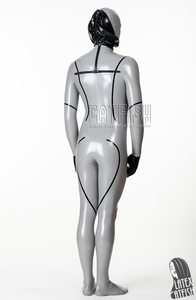 Combinaison en <span class=keywords><strong>latex</strong></span> argenté métallisé de marque <span class=keywords><strong>Catfish</strong></span> pour homme avec capuche double couche - Product Image 4