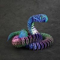 Figurine de Vipère Articulée Lumineuse Imprimée en 3D, Modèle de Serpent Réaliste en Plastique 60CM, Cadeau de Présentation