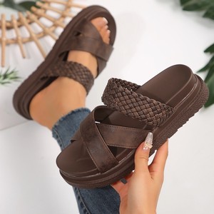 Sandalias de Plataforma Alta con Cuña de Mezclilla para Mujer 2025, Colores Variados, Suela Gruesa, Zapatos de Playa y Exterior, Venta al por Mayor, Modelo Cross 7821 - Product Image 1