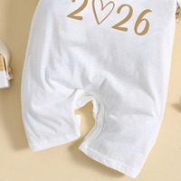 Romper Bayi Unisex 2026, Termal, Cetak Huruf, Kancing Tekan, Jumpsuit Lengan Pendek, Baju Terusan Bayi
