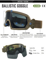 Lunettes de soleil tactiques de style militaire, lunettes de protection anti-buée et anti-rayures OEM, conformes à la norme EN166, en polycarbonate, tendance, lunettes de sport