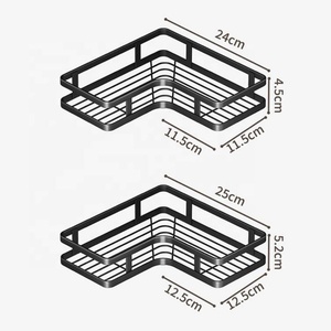 YOTO <span class=keywords><strong>Étagère</strong></span> de Douche Adhésive Noire à Double Niveau <span class=keywords><strong>en</strong></span> Forme de Triangle avec Gobelet <span class=keywords><strong>en</strong></span> <span class=keywords><strong>Plastique</strong></span>, Sans Perçage, <span class=keywords><strong>en</strong></span> Métal, pour Salle de Bain - Product Image 2