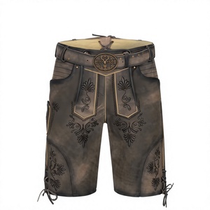 Lederhosen bavaroises pour hommes, shorts traditionnels allemands en cuir de vache véritable, sportifs, unis, brodés, Trachten, vente en gros - Product Image 1