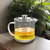 Pot Penyimpanan Minyak Kaca Anti Debu Berkapasitas Besar dengan Filter Jaring Halus Borosilikat Tinggi untuk Memasak dengan Tutup Stainless Steel