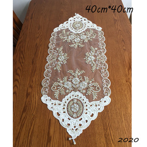 Bán thanh lịch thêu trắng handmade 3D đính cườm hoa Sequins ren bảng Runner - Product Image 4