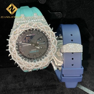 Iced out vvs D moissanite-bust xuống Kim Cương đồng hồ với gai bezel trường hợp cho nam giới 925 Bạc đồ trang sức sang trọng nhà sản xuất - Product Image 6