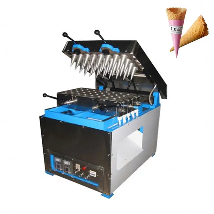 Small Scale Electric Stainless Steel Cone Maker 220V Manual Voltage Automatic Ice Cream Beverage Shop Oven Machine