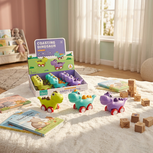 Voiture jouet à friction à pousser et à glisser en forme de dinosaure de dessin animé, en plastique PP, sans piles, pour les enfants de 2 à 4 ans, unisexe - Product Image 2