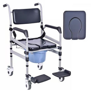 軽量折りたたみ車椅子モダンローリングシャワーチェアホイールベッドサイドコンモードチェア高齢者障害者用 - Product Image 2