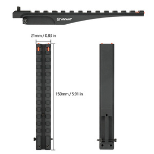 Support de lunette de chasse Ohhunt Optic Plate allongé 150 mm, base de lunette standard 21 mm avec <span class=keywords><strong>fibre</strong></span> <span class=keywords><strong>optique</strong></span> rouge - Product Image 2