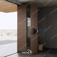 Porte extérieure en bois insonorisée antivol avec insert en verre pour porte d'entrée extérieure de sécurité d'entrée principale de maison de villa